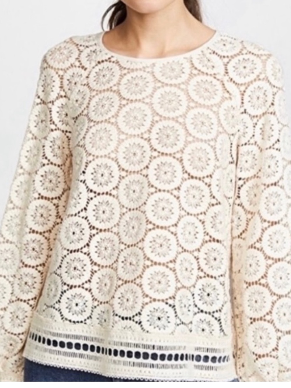 See By Chloe Cream Crochet Lace Blouse